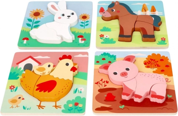 Set de 4 puzzles en bois Ferme