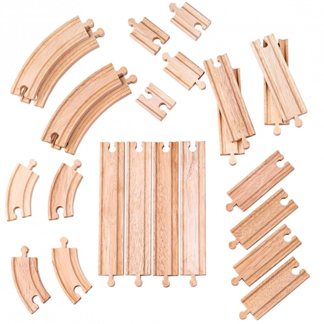 Bigjigs Rail Ensemble de Rails en Bois 24 pièces