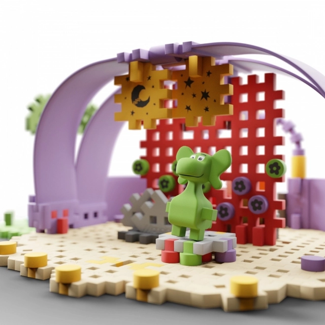 Kit de construction créatif Mini Waffle - Diplodocus et scène 148 pièces
