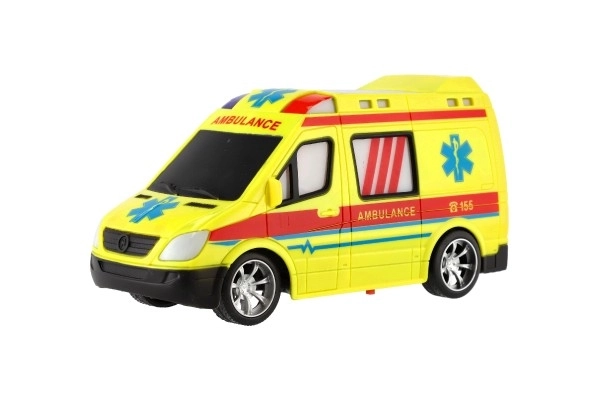 Ambulance RC Auto plast 20cm télécommandée 27MHz à piles avec lumière en boîte 28x13x11cm