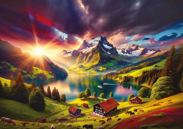 Puzzle Au pied des Alpes 500 pièces