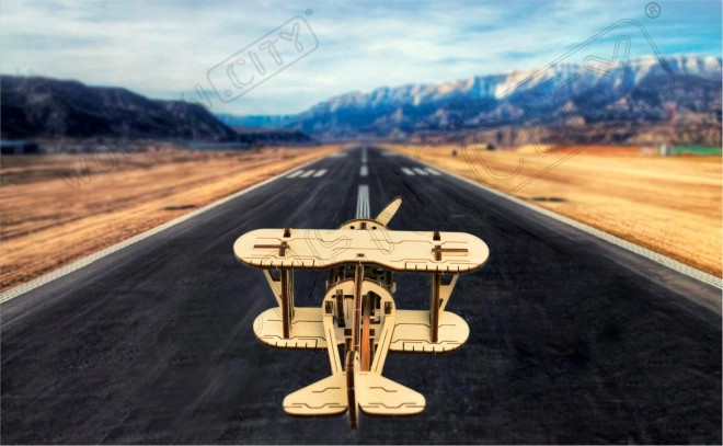 Puzzle 3D en bois biplan