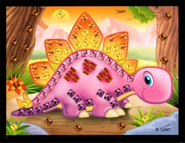 Mosaïque image mini dinosaure scintillant 10x12cm assortiment