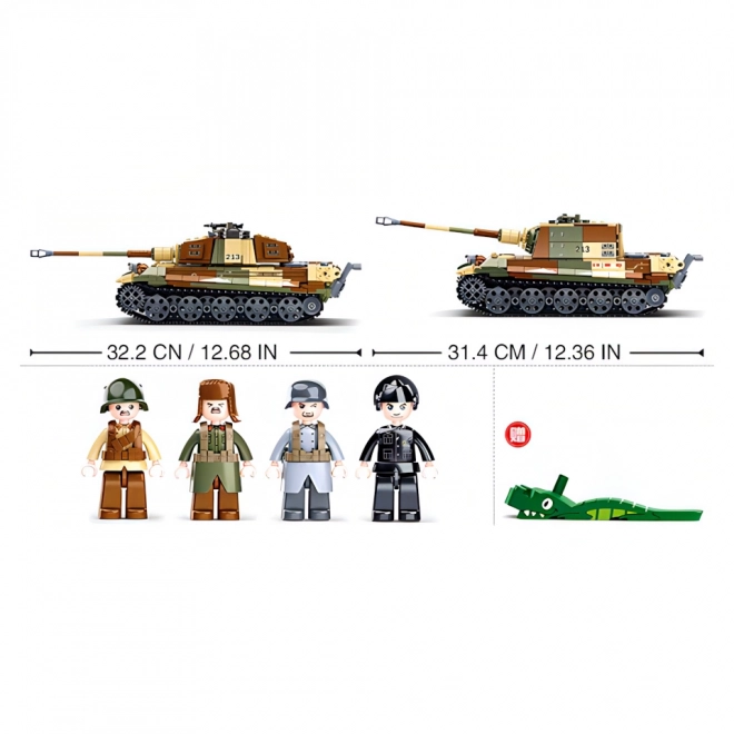 Sluban Bataille de Budapest M38-B0980 Char lourd allemand Tiger II 2 en 1