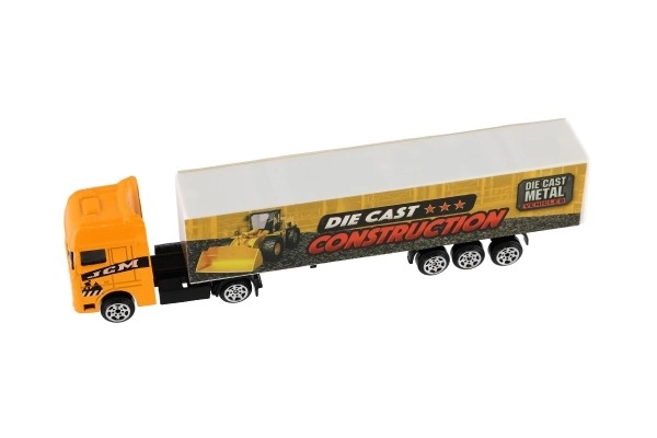 Camion avec remorque métal/plastique 20cm à mouvement libre assortiment de types en boîte plastique 20x5x3cm
