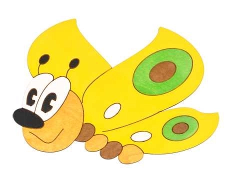 DoDo Décoration en bois moyenne papillon jaune