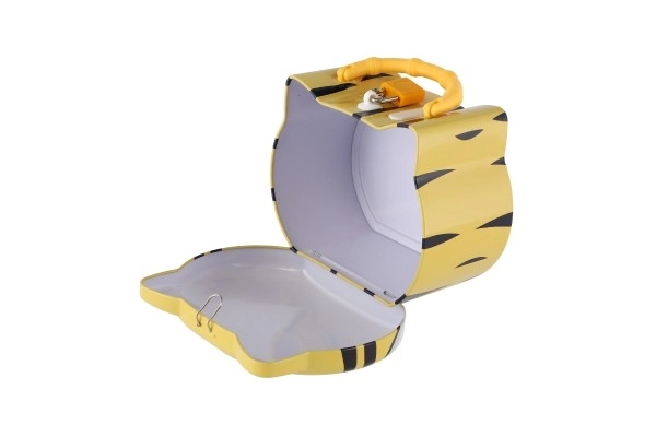 Tirelire chat/chaton en métal avec serrure 14x12cm 3 couleurs dans une boîte en plastique
