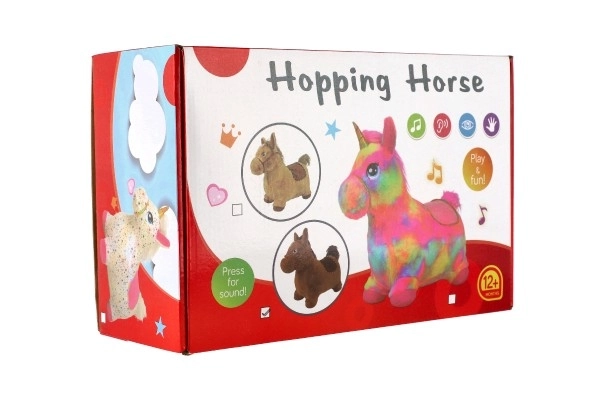 Cheval en peluche marron à effets