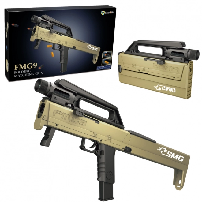 Fusil pliant à fléchettes en mousse FMG9 avec douilles d'éjection et lampe de poche