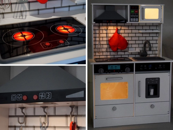 Grande cuisine en bois avec lumières et sons