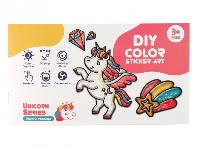 ensemble d'autocollants pour fenêtres Licorne DIY 8 couleurs avec paillettes
