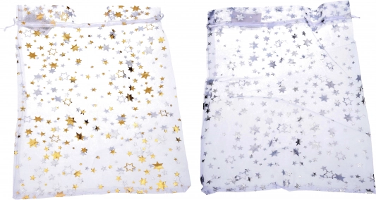 Pochette en organza motif étoiles 20x30 cm Décoration de Noël