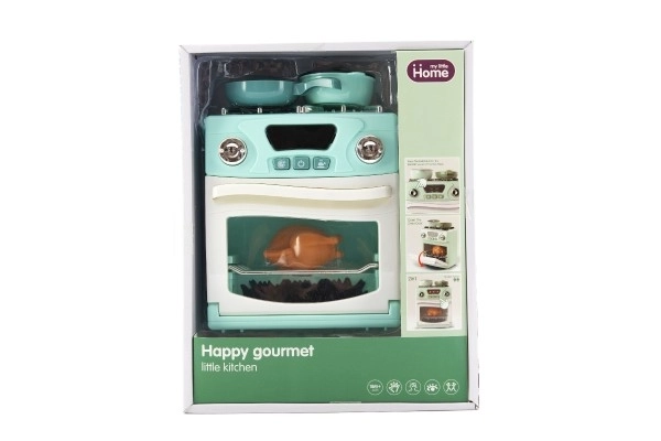 Cuisinière en plastique avec accessoires fonctionnant à piles avec lumière et son en boîte 22x28x11,5cm 18m+