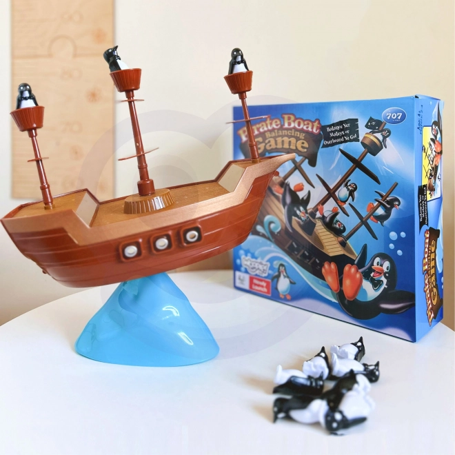 Jeu d'aventure bateau pirate avec des pingouins