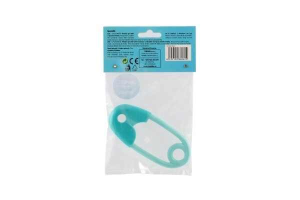Hochet épingle plastique 12cm turquoise 12x19cm en sachet 0+