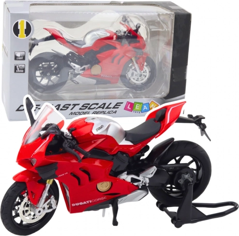 Moto de sport en métal 1:12 avec lumières et sons – rouge