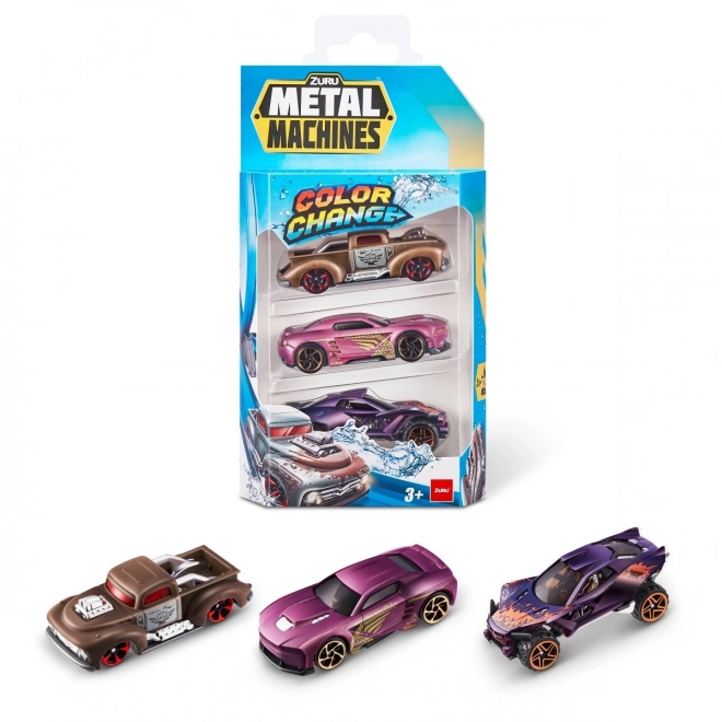 ZURU Metal Machines - Paquet de 3 voitures changeant de couleur