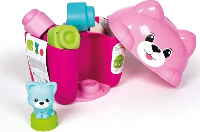 CLEMENTONI SOFT CLEMMY Boîte avec couvercle Chat avec 6 blocs