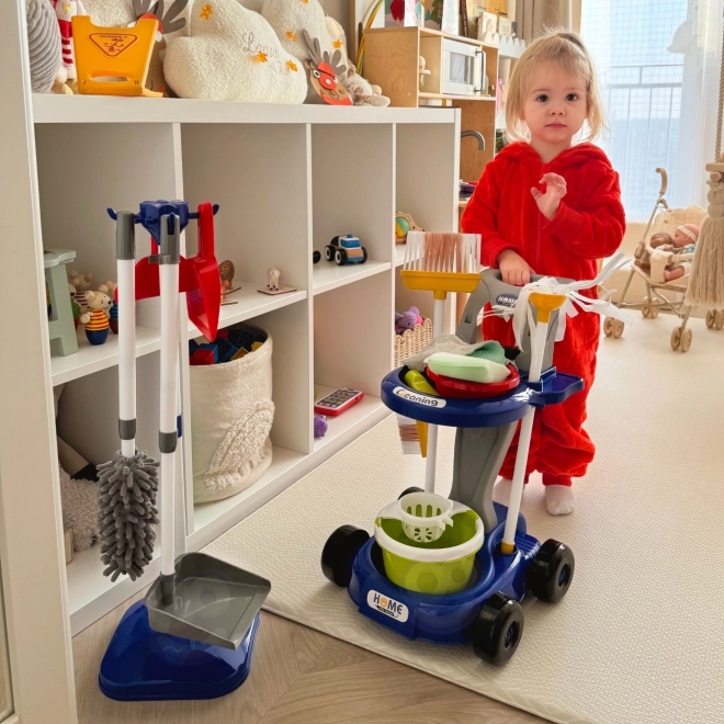 Chariot de nettoyage XXL 3en1 pour enfants 29 pièces Bleu