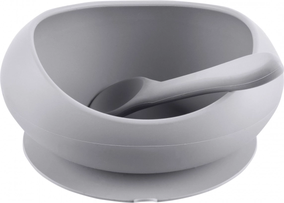 Bol en silicone avec bords surélevés et ventouse, Dove Grey