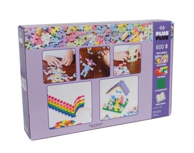 Kit de construction Plus-Plus Mini Mix 600pcs (Pastel/Neon) + 2 plaques de base