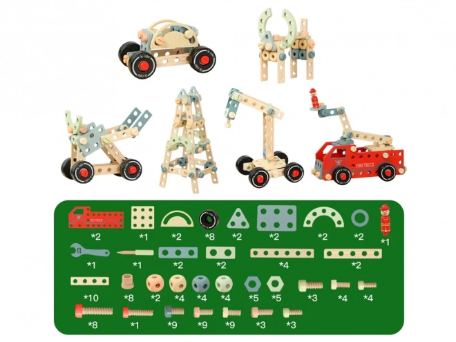 Jeu de construction en bois Montessori tour de voiture