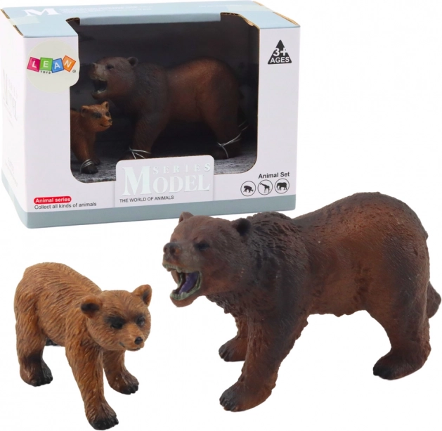 Ensemble de deux figurines d’ours brun avec son petit