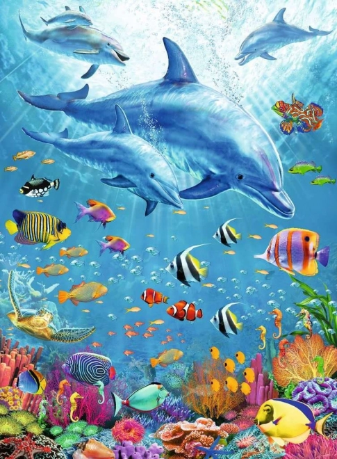 Puzzle Ravensburger Parmi les dauphins XXL 100 pièces