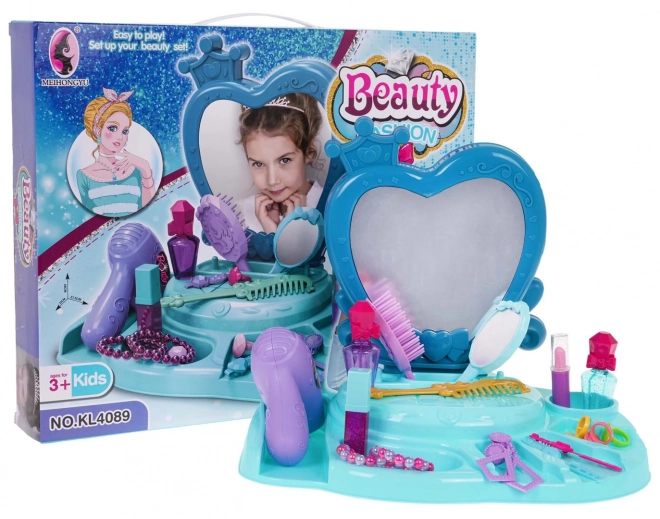 Coiffeuse Enfant Beauty Fashion Bleue avec accessoires