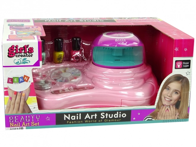 Ensemble pour enfants de décoration d'ongles avec paillettes et lampe