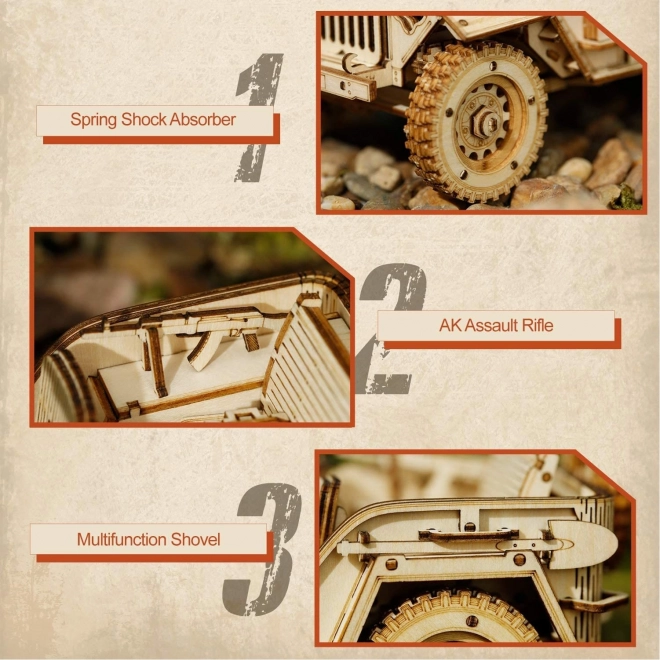 Jeep militaire - Puzzle en bois 3D