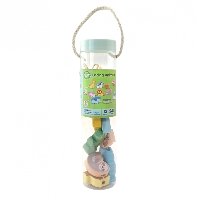 WOOPIE GREEN ensemble de perles en bois ZOO Montessori 13 pièces