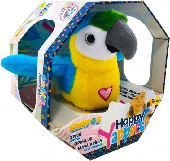 Steppos Happy Yappers perroquet bleu – peluche interactive à main