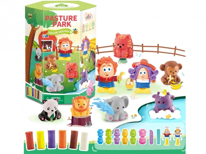 Ensemble créatif de pâte à modeler avec animaux