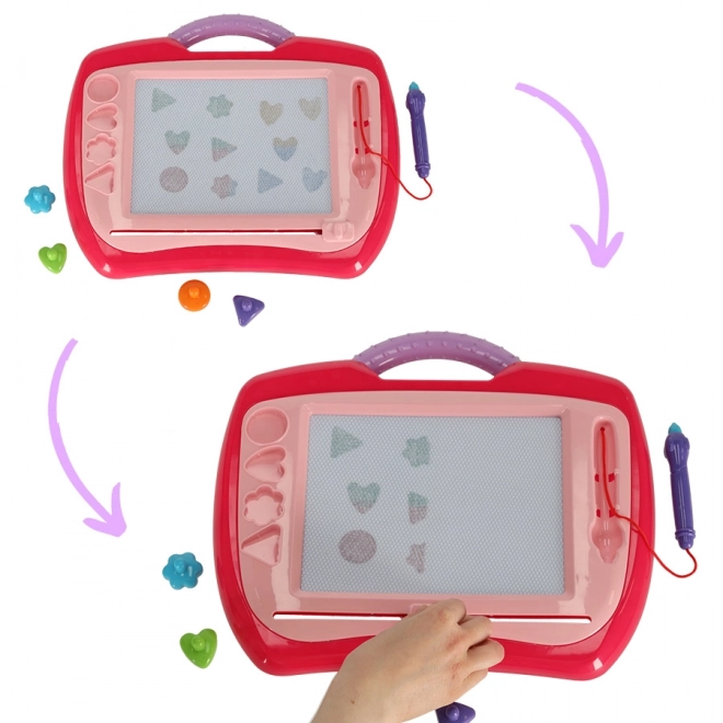 Tableau magnétique de dessin pour enfants avec tampons rose XL