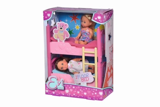 Deux poupées Evi avec lits superposés et accessoires