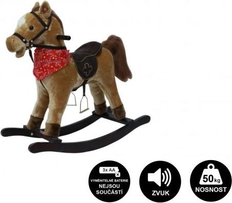 Cheval à bascule en peluche sur piles avec son et mouvement – Marron