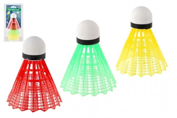 Ballons/Volants de badminton colorés en plastique 3 pièces sur carte 11x21cm
