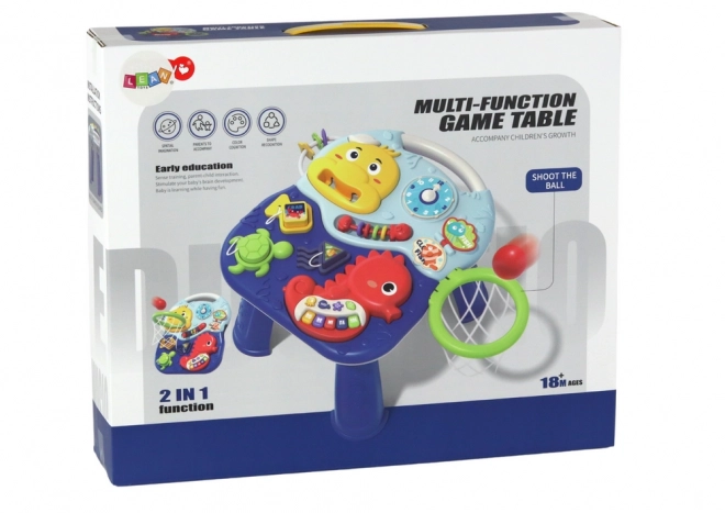 Table d'apprentissage 2 en 1 Animaux Marins Piano Horloge Panier Balles