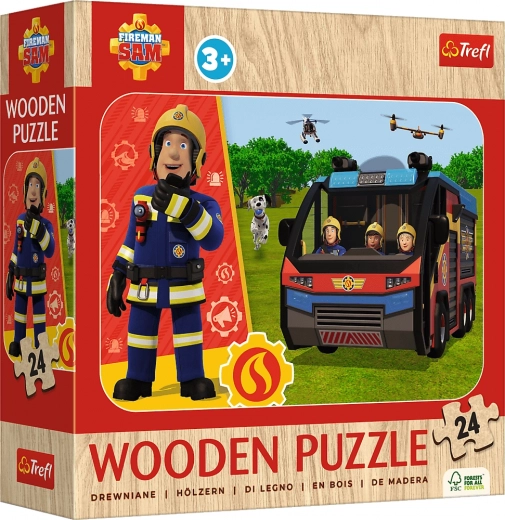Puzzle en bois POMPIER SAM 24 pièces