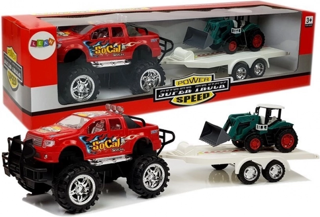 Set de jouets avec voiture tout-terrain et pelleteuse
