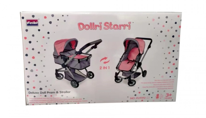 Poussette métallique pour poupées 2 en 1