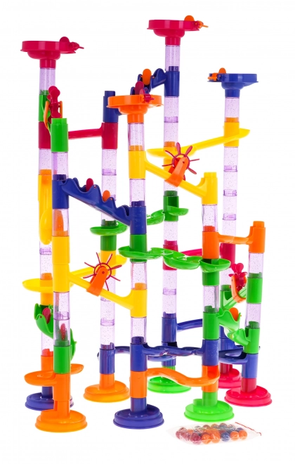 Parcours de billes pour enfants 3+ avec pièces de construction, 105 pcs et 30 billes