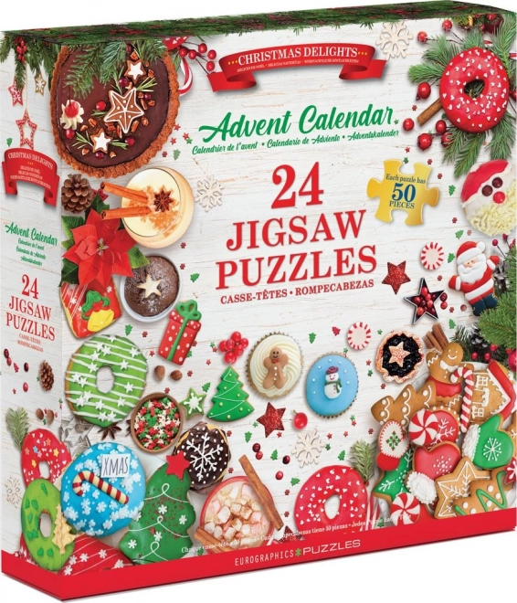 Calendrier de l'Avent avec puzzle Eurographics 24 x 50 pièces – Gourmandises de Noël