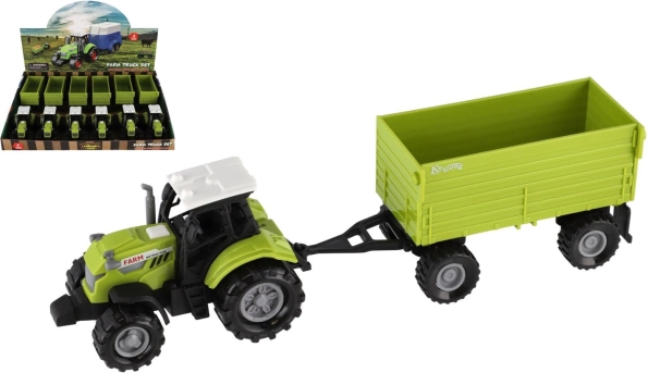 Tracteur en plastique avec remorque plateau 26 cm avec lumière et son