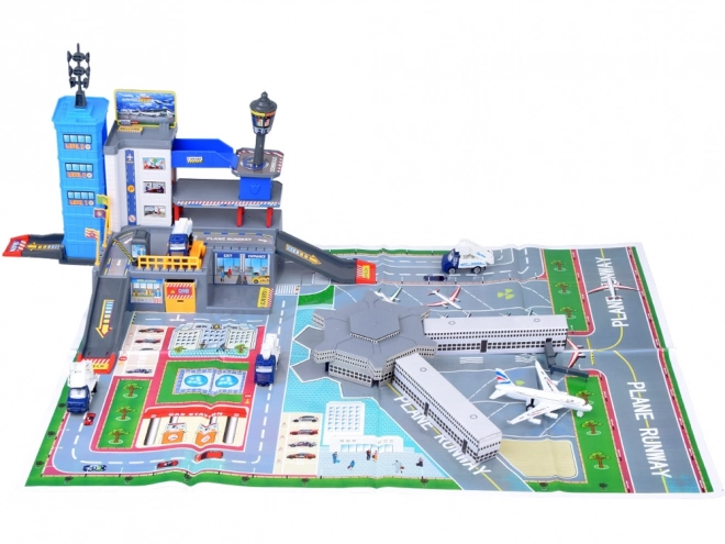 Grand ensemble Aéroport avec parking, avions et voitures