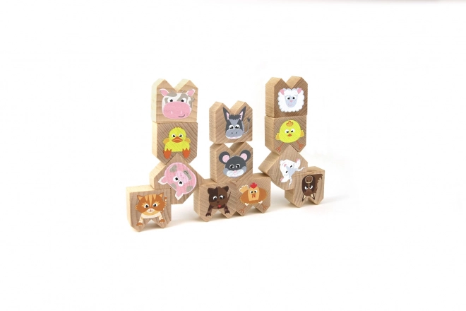 Jeu d'équilibre en bois avec animaux domestiques
