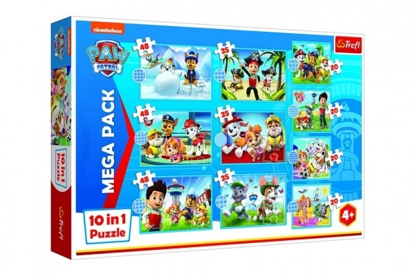 Puzzle Pat' Patrouille Tlapková Patrola 10 en 1 Équipe Fiable dans une boîte 40x27x6cm