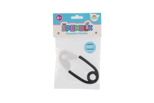 Hochets broche plastique 12cm blanc-noir 12x19cm en sachet 0+