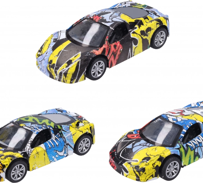 Voiture avec graffiti en métal 9 cm